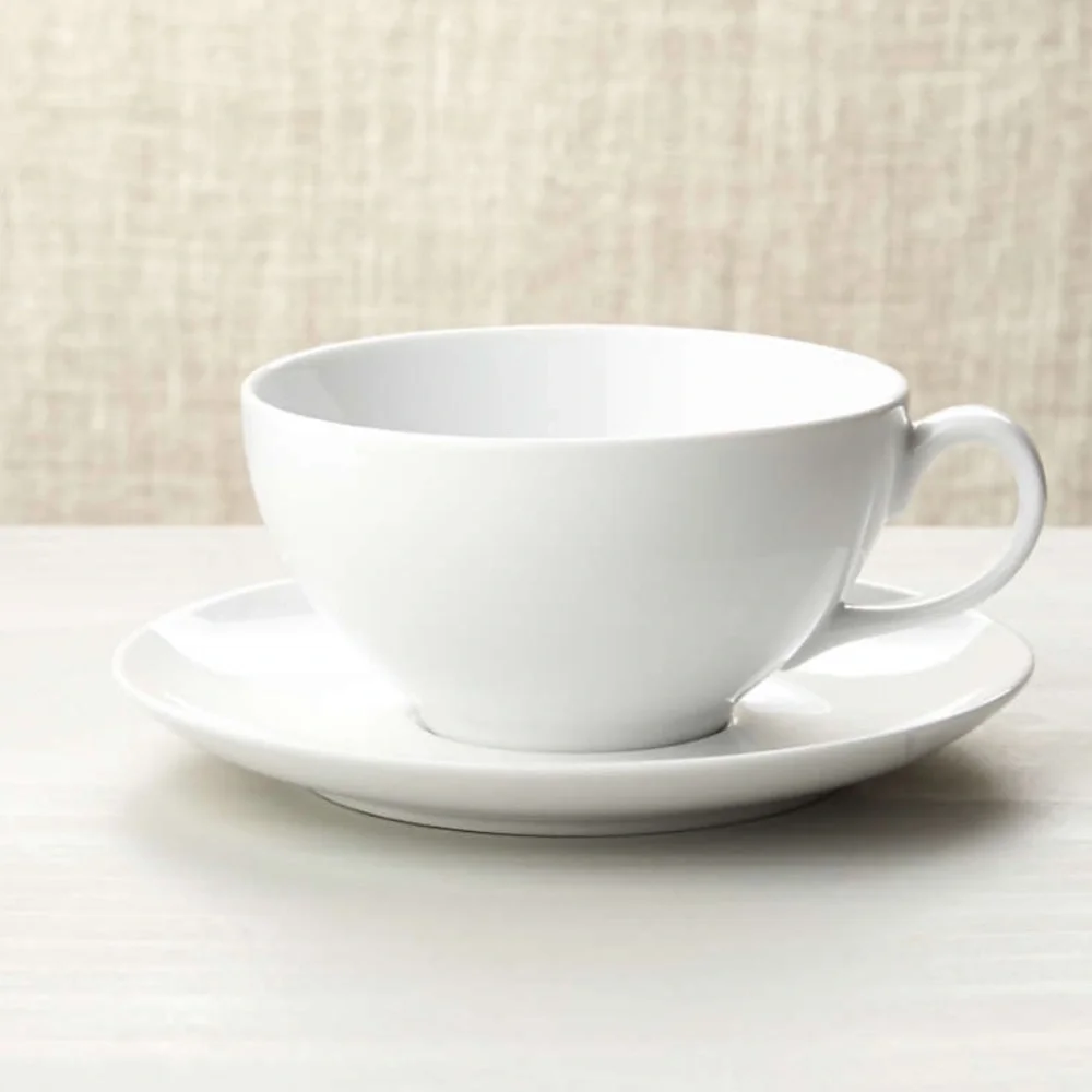 2 Piece Cups Set‎ Crate and Barrel Cappuccino Cup White with Matching Plates